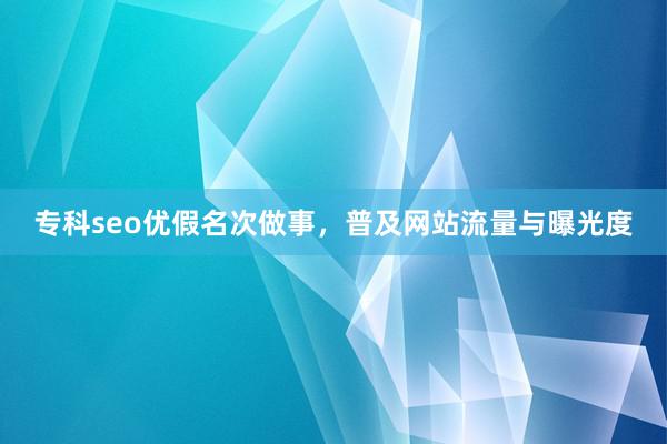 专科seo优假名次做事，普及网站流量与曝光度